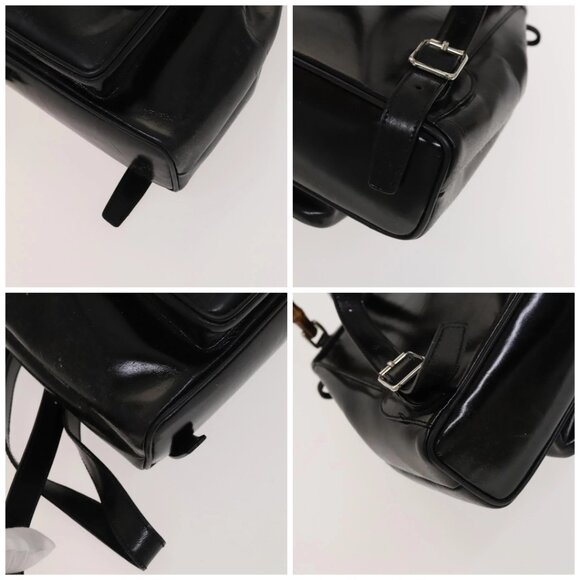 GUCCI Bamboo Backpack Enamel Black Silver 003 2034 0030 Auth 135553 - Picture 15 of 16